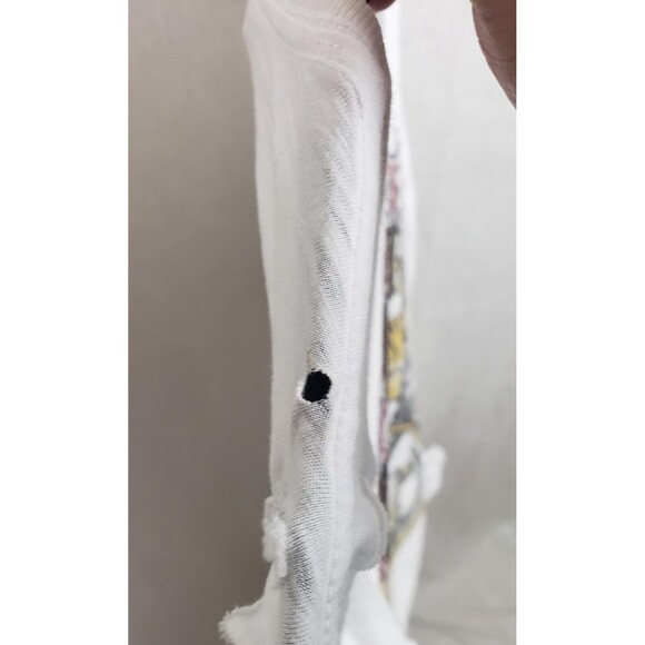 Affliction Shirt Womens XL White Rhinestone Skull Cowboy Graphic Braided Tee - Picture 8 of 8